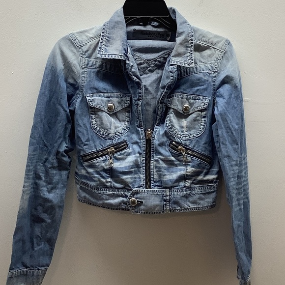 Celebrity Pink Size Small Light Blue Crop Jean Jacket. Preloved - Picture 1 of 8